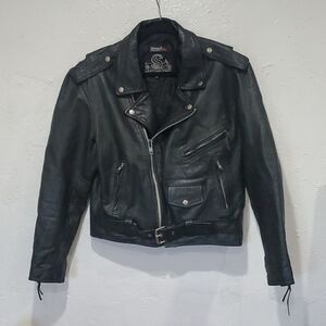 Vintage Leather King Motorcycle Jacket in Black Size M or 6/8